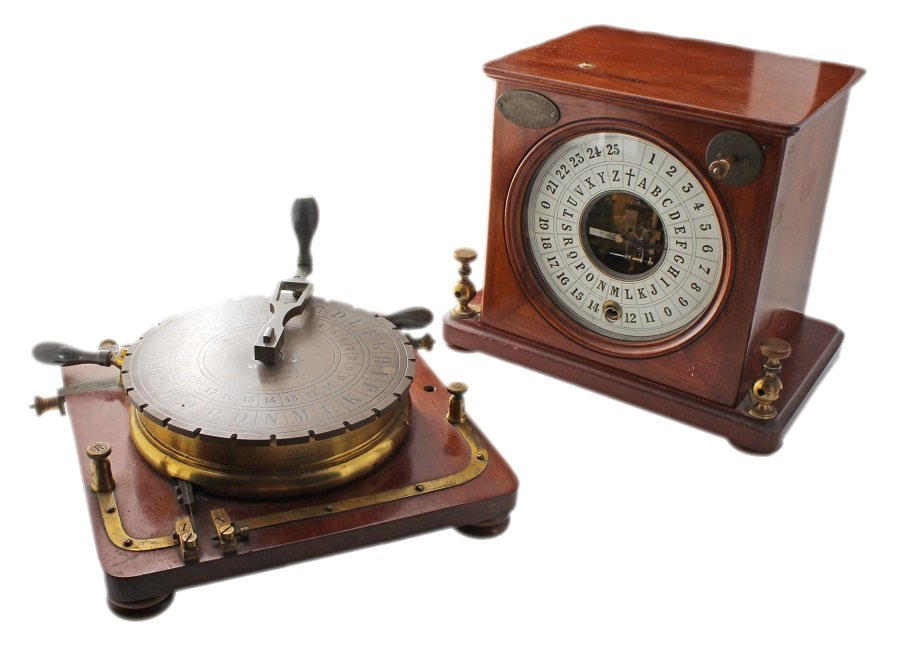 Rare and Unusual Breguet Telegraph Transmitter and: A. Louis Breguet telegraph transmitter and receiver, French, 1850`s, the receiver with brass plaque engraved Maison Breguet No. 22832, the transmitter with heavy brass engraved Maison Breguet No. 3230