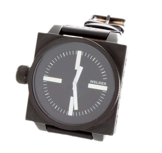 Ion Plated Steel Welder K26 White Indexes Watch U-Boat: Ion Plated Steel 316L Welder K26 wrist watch with white indexes. Left handed wristwatch, water resistant up to 50m design by the U-BOAT founder. Quartz movement. It comes with Welder carrying case wit