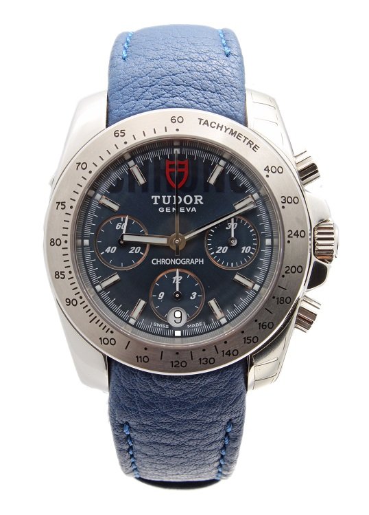 Stainless Steel Tudor Chronograph Ref 20300 Watch: Stainless steel men`s Swiss made Tudor Chronograph wristwatch with date. Swiss made automatic chronograph movement with date. Water resistant stainless steel case with sapphire crystal and screw in cr