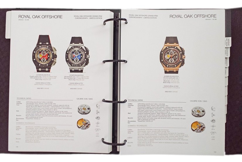 Rare Audemars Piguet Dealer Master General Catalogue: Rare Audemars Piguet dealer master watch catalog. This very large 3 ring binder wristwatch catalogue is impossible to get unless you are an authorized dealer or distributor for Audemars Piguet watches