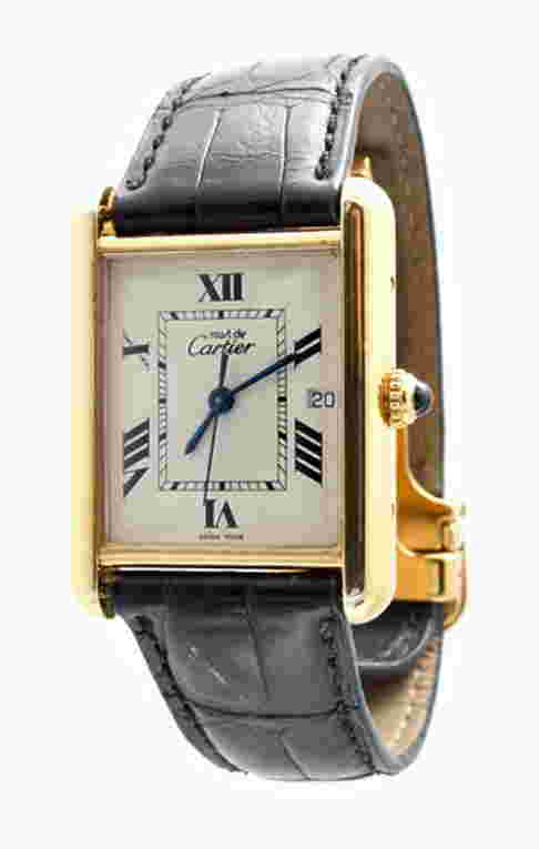 Large Must De Cartier Tank Water Resistant Watch 2413 Apr 12 2014 Baer Bosch Auctioneers Inc In Wy