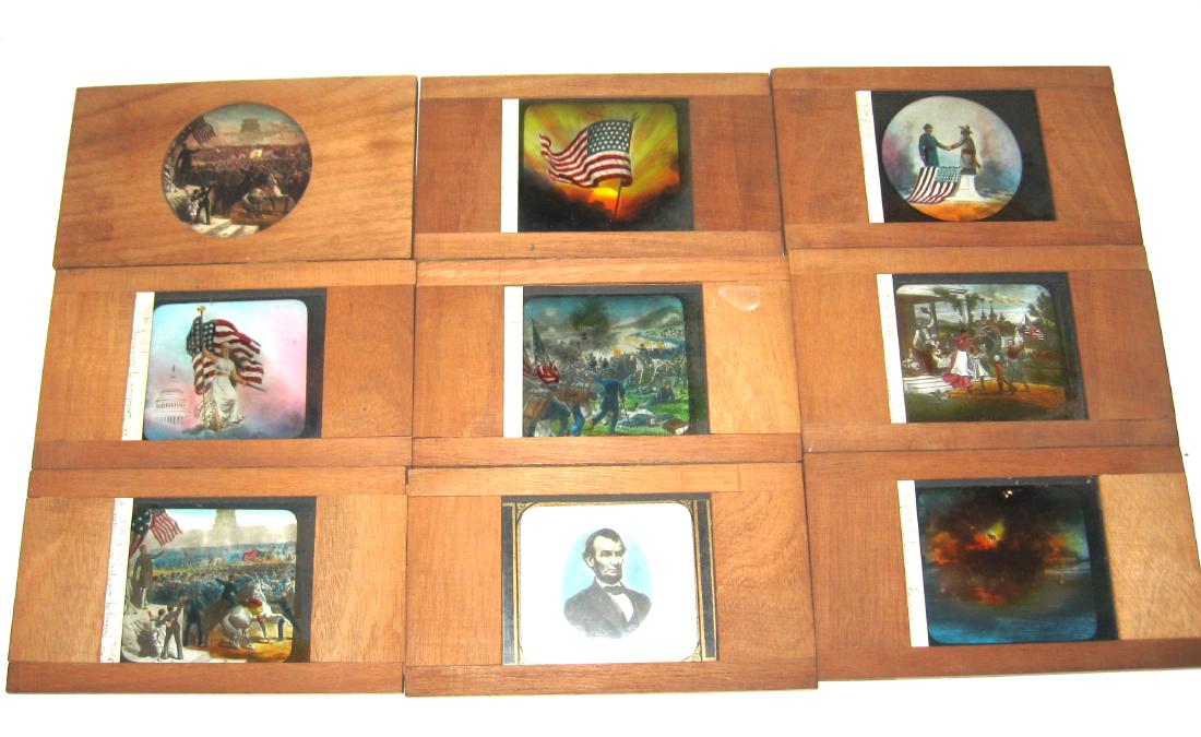 9 Historical Civil War magic lantern slides, (1 of 4)