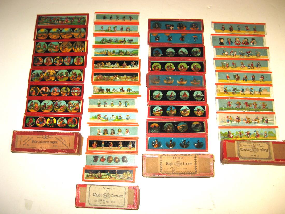 Four boxes of Magic Lantern slides, (1 of 6)