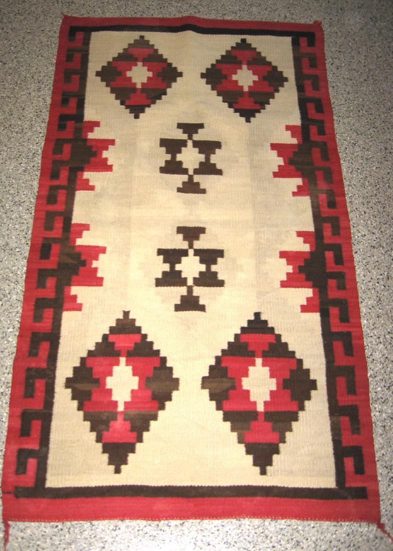 Navajo wool throw rug, (1 of 3)