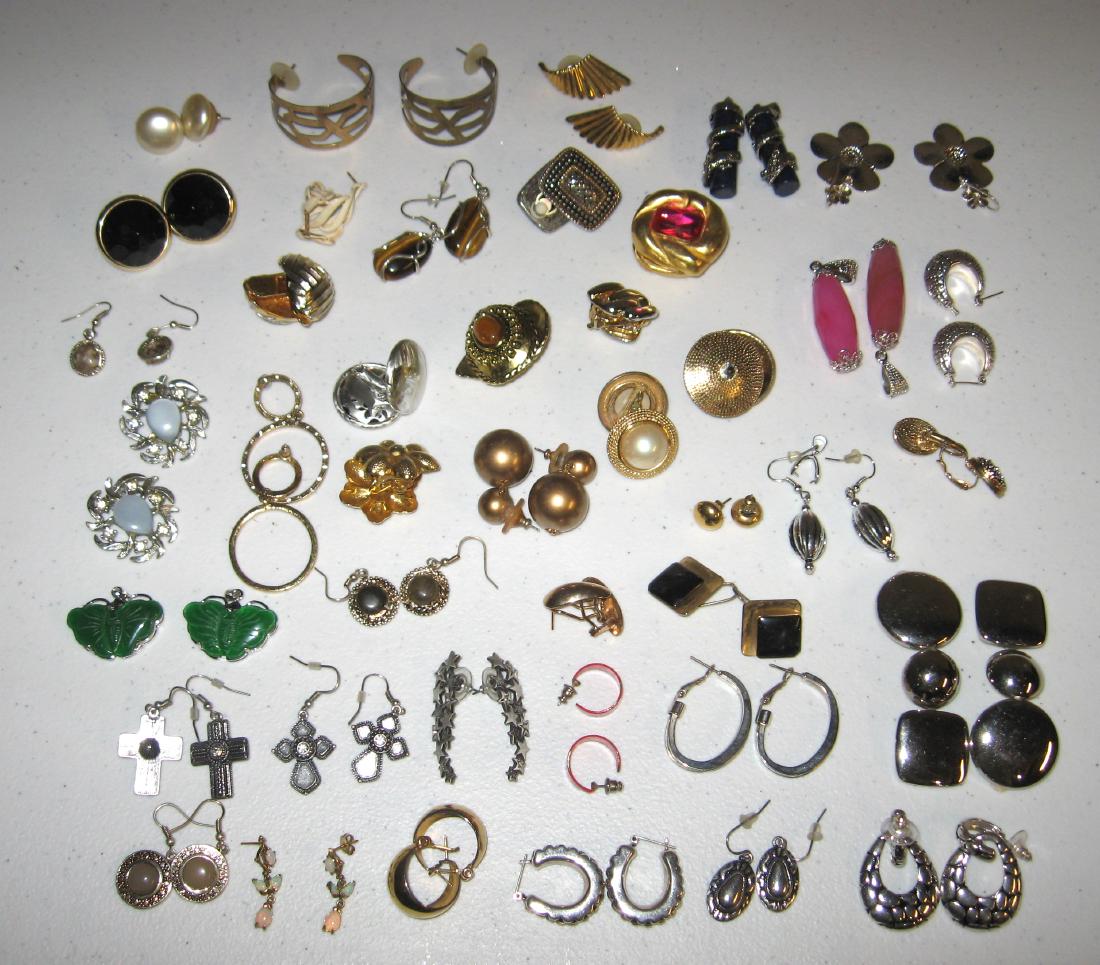42 pair of jeweled earrings, (1 of 3)