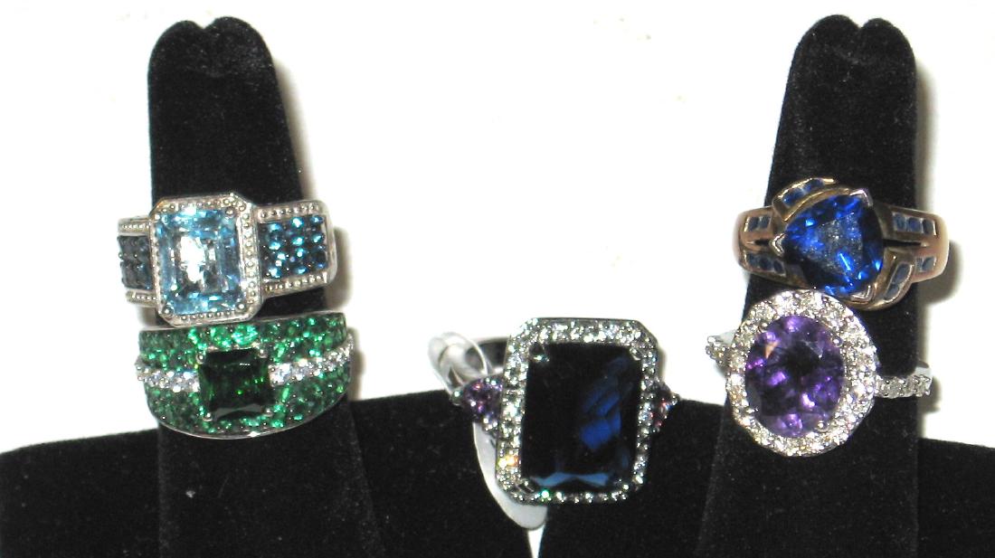 Group of five Sterling rings, (1 of 2)