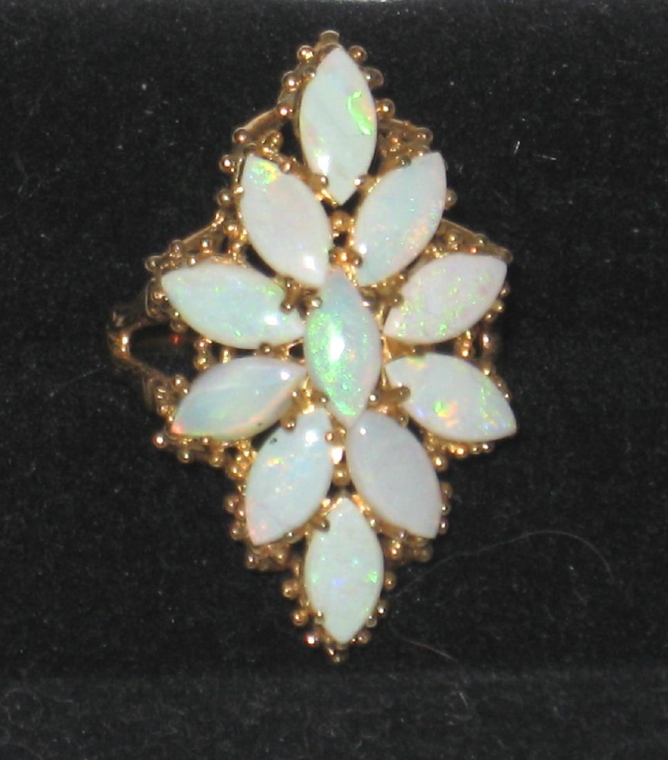 10K Gold cluster ring with opals, (1 of 3)