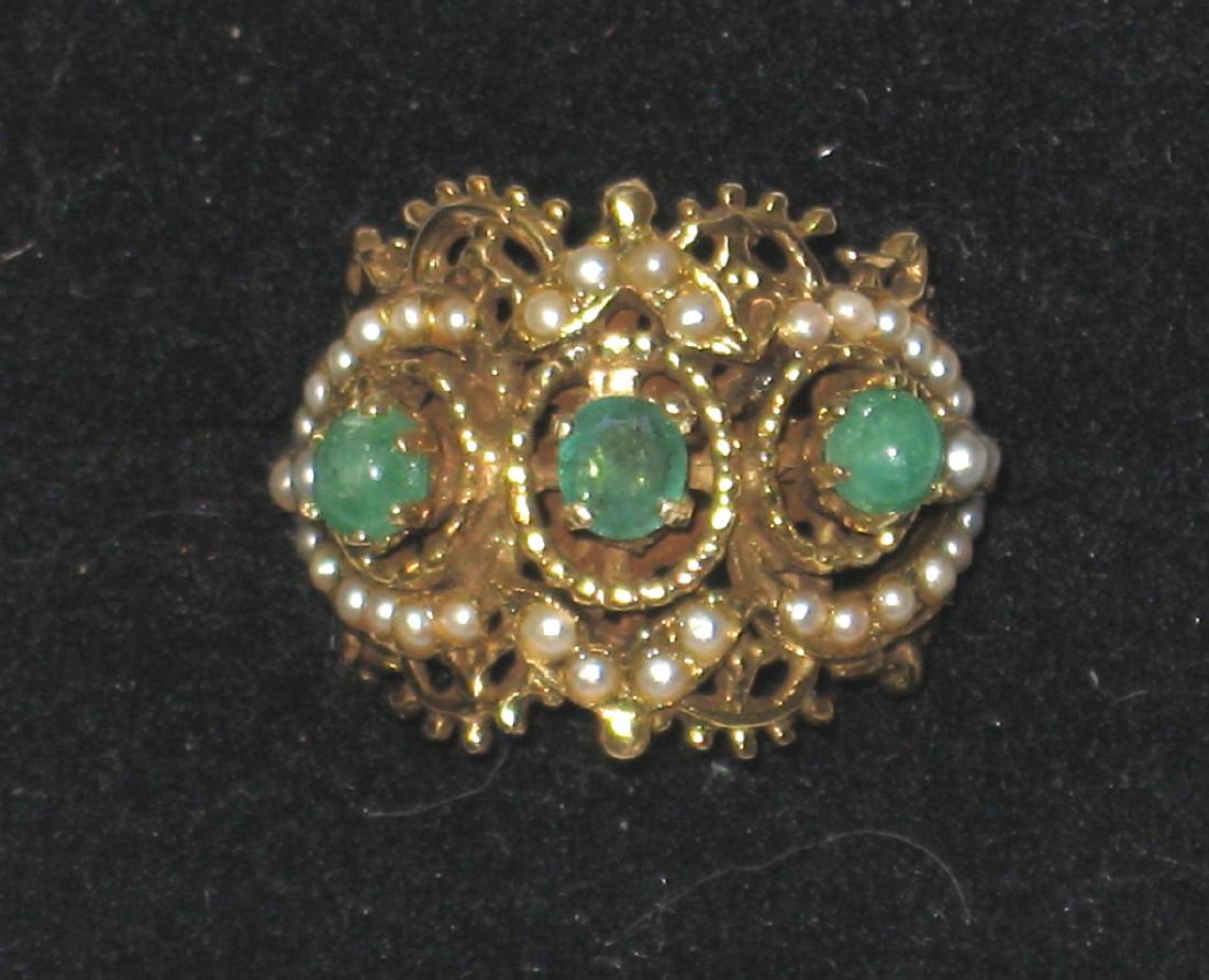 14K gold Emerald and pearl ring, (1 of 3)