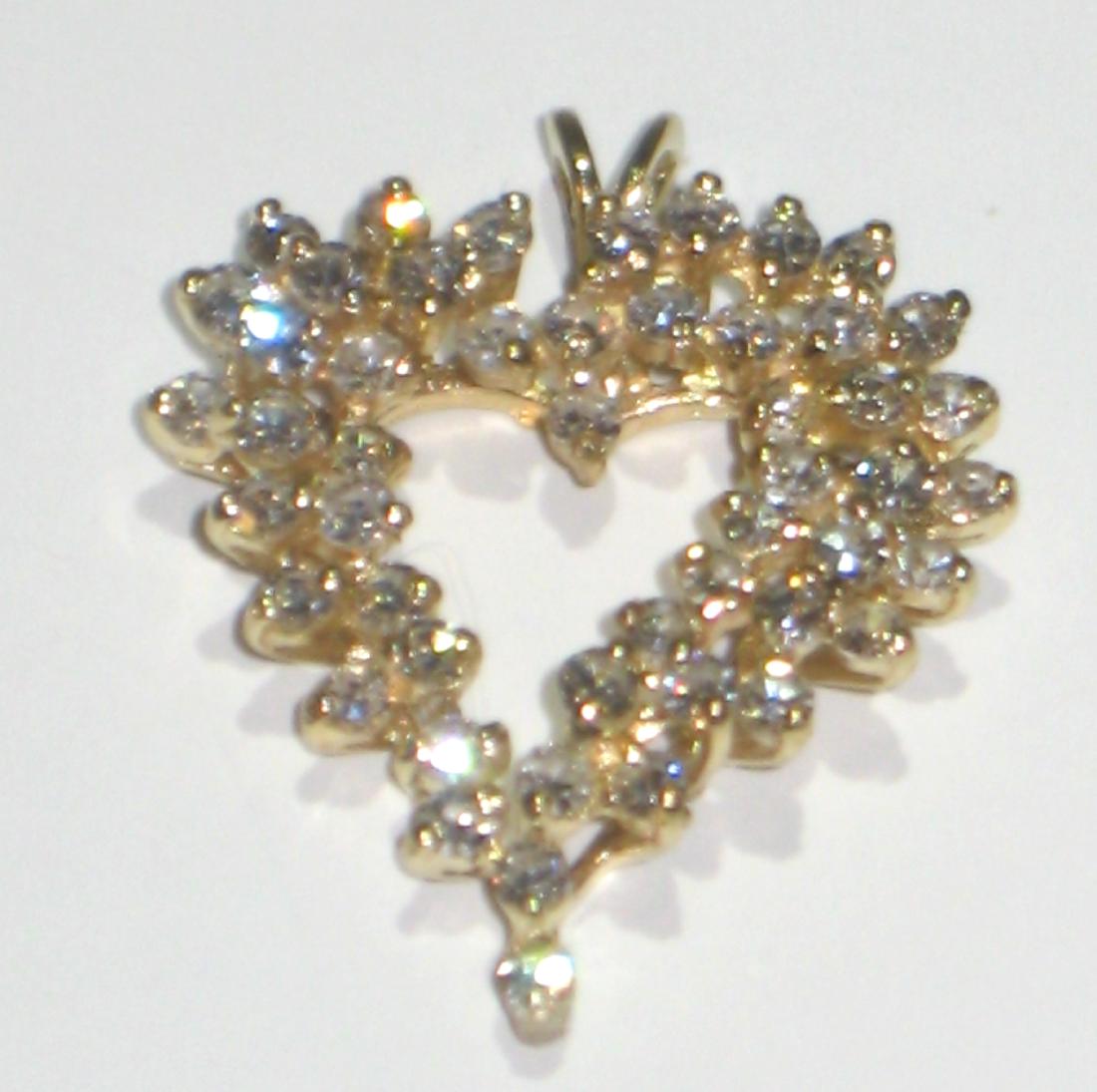 14K heart shape pendant with diamonds (1 of 2)