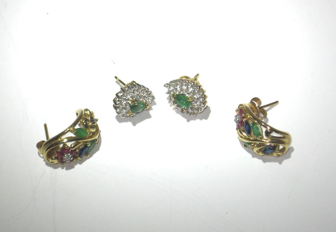Two gold and jeweled earrings, (1 of 3)
