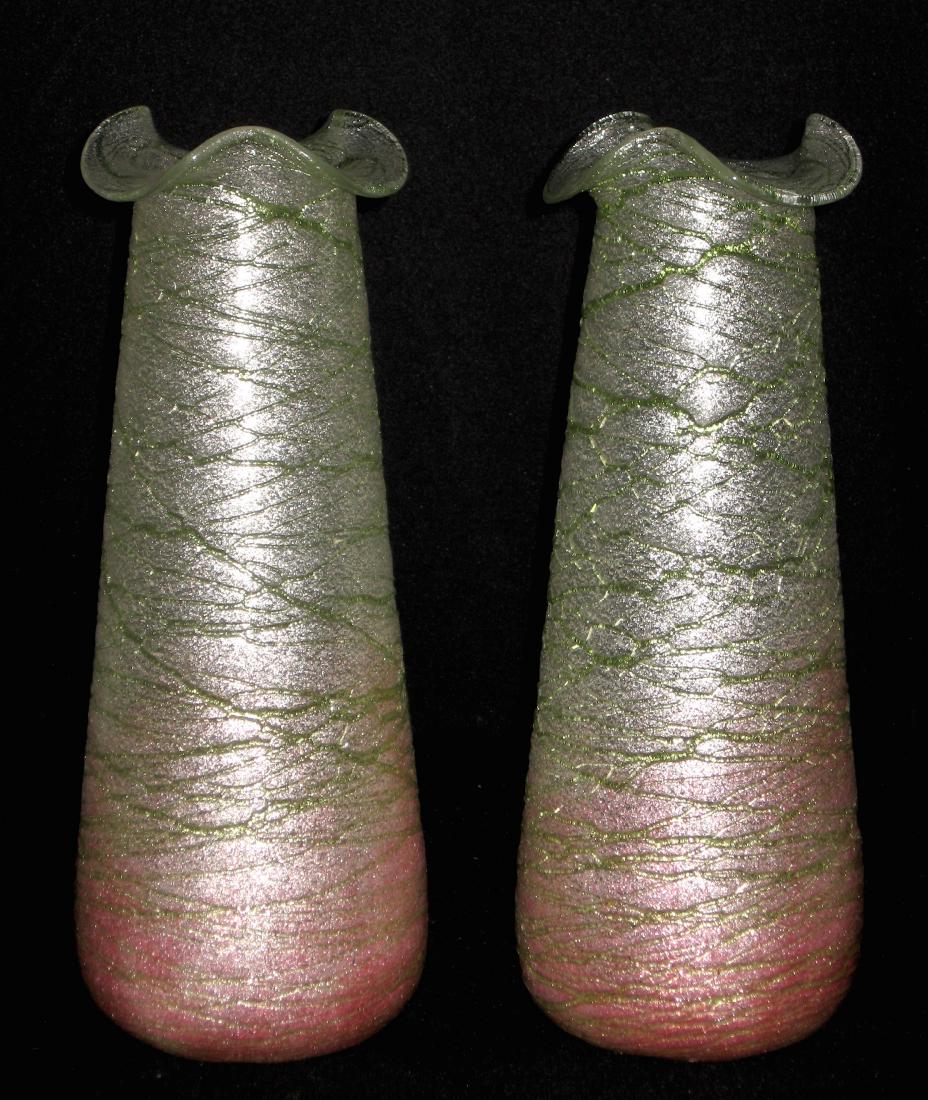 Pair of Wilhelm Kralik Silveria glass vases, (1 of 4)