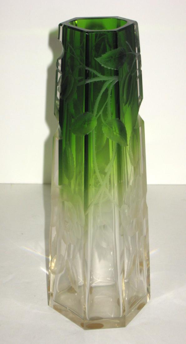 Moser intaglio cut glass vase, (1 of 5)