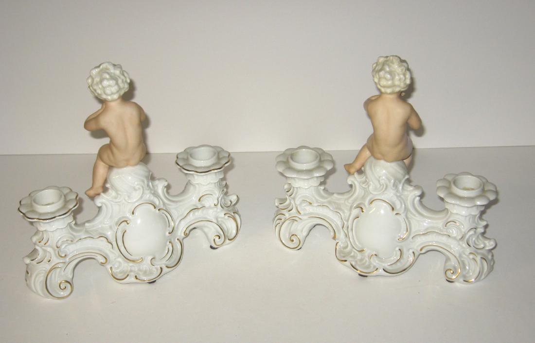 Pair of German porcelain candlesticks, (1 of 5)