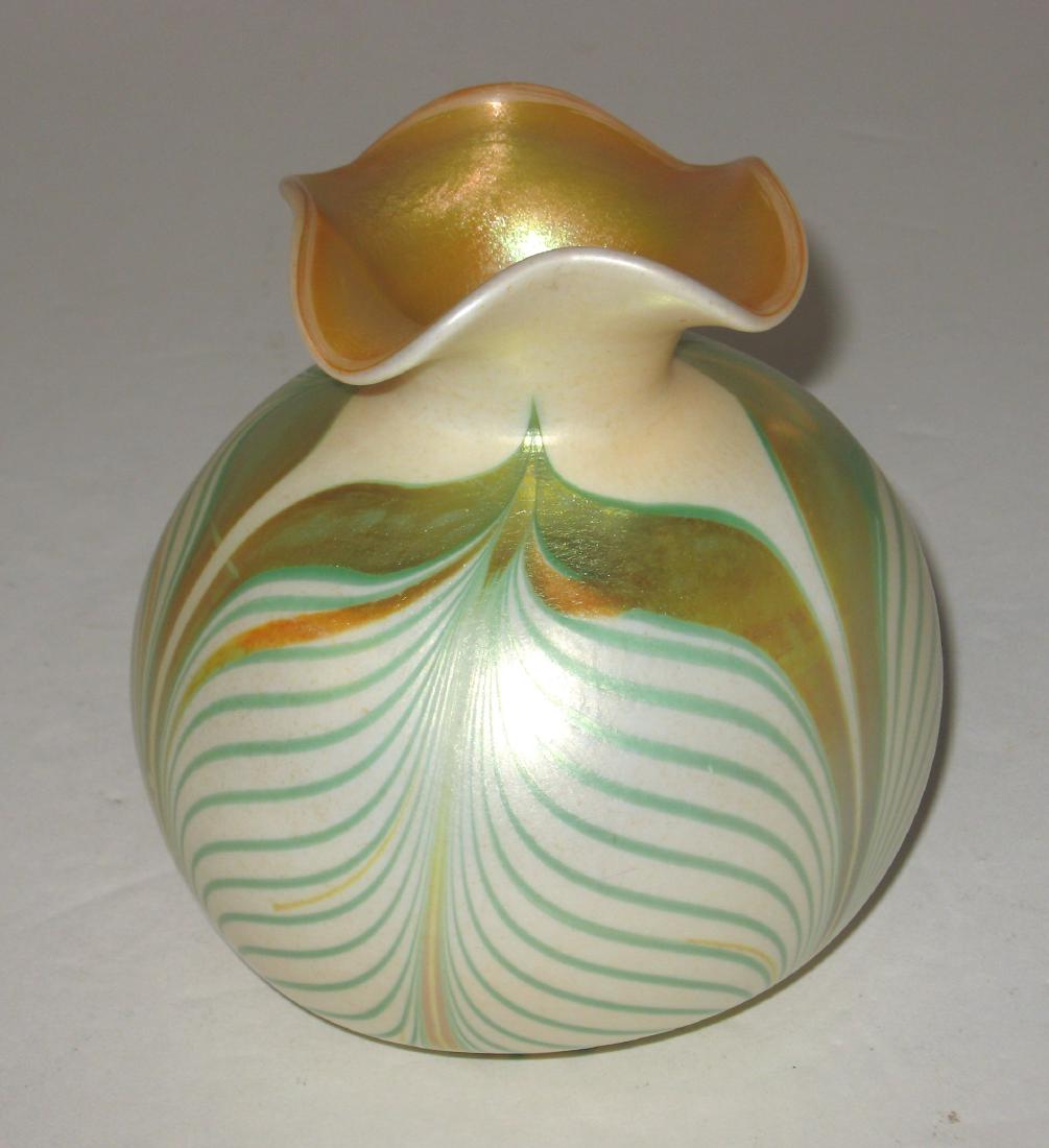 Kew Blas decorated iridescent glass vase, (1 of 4)
