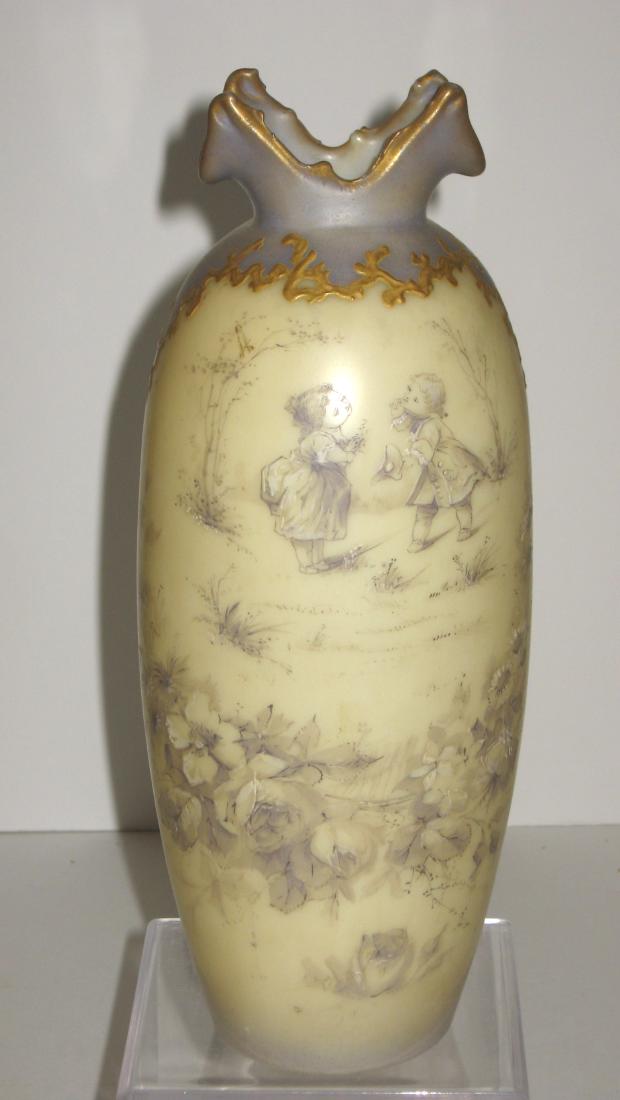 Mt. Washington Crown Milano glass vase, (1 of 4)