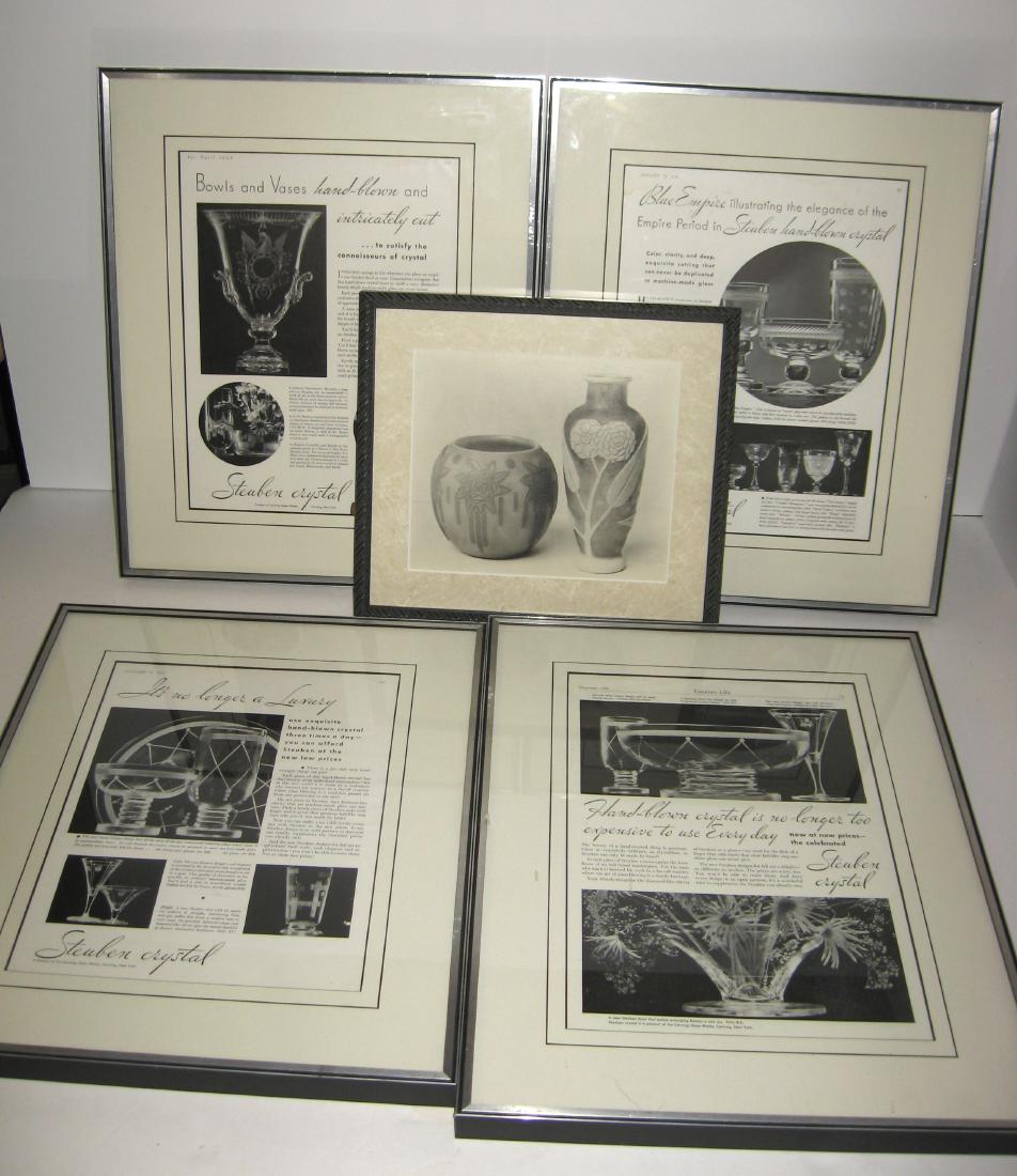 Five framed Steuben pictures, (1 of 3)