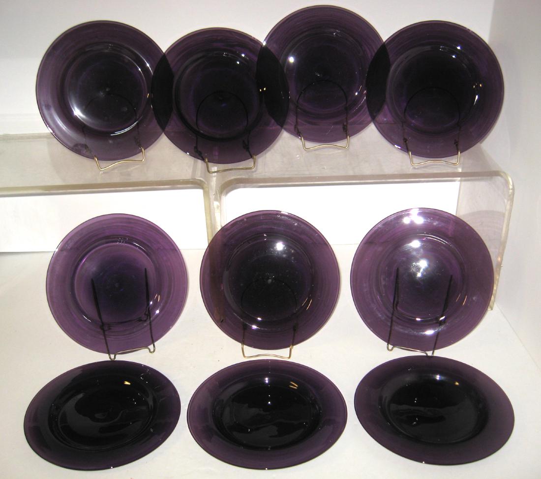 Group of 10 Steuben purple glass plates, (1 of 6)
