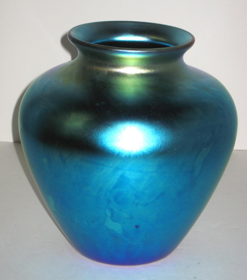 Steuben Blue Aurene glass vase, (1 of 5)