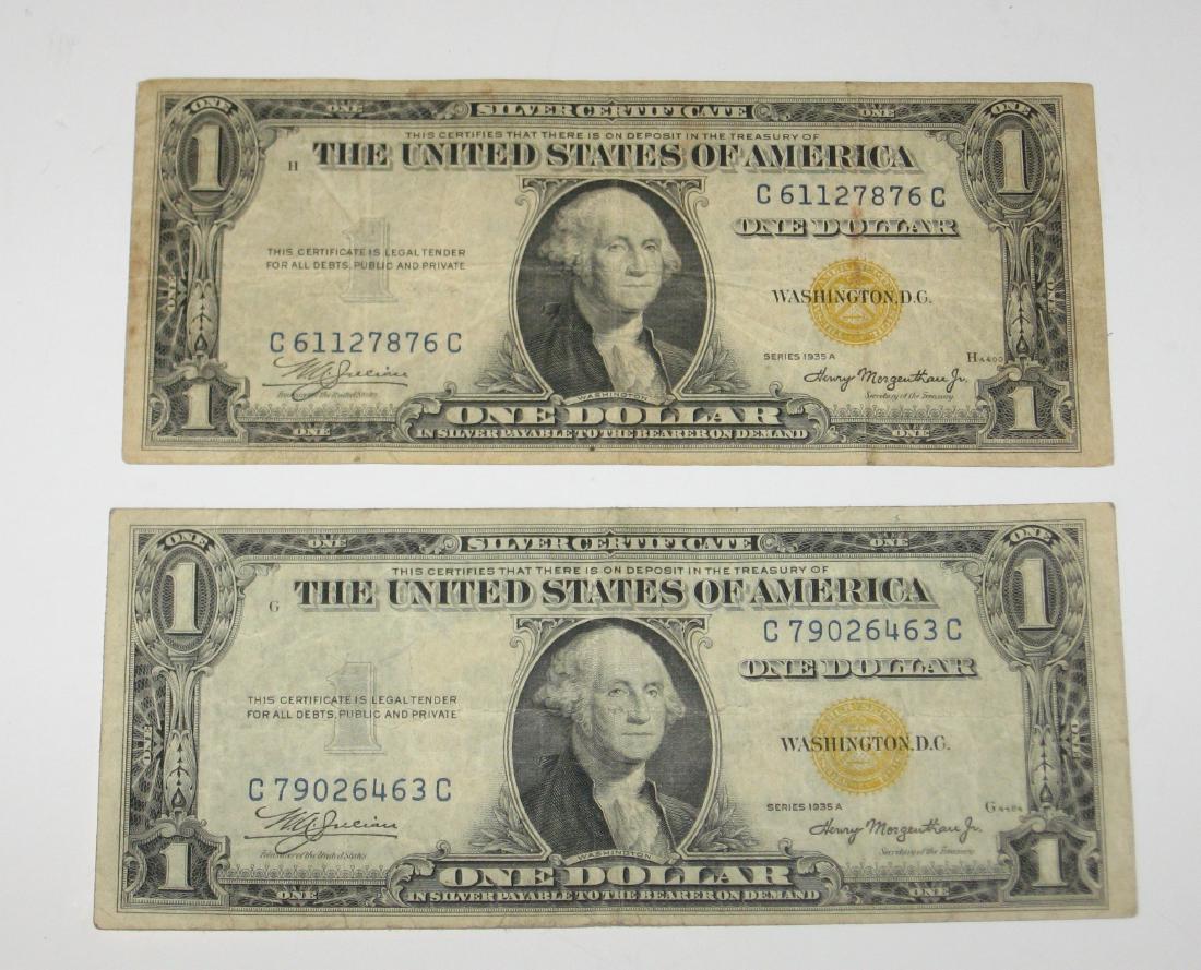 Two yellow seal 1935 one dollar bill, Sep 28, 2017 Jaremos in OK
