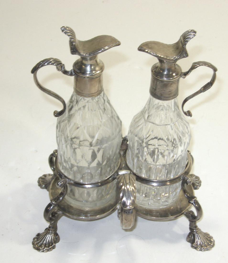 George III glass and silver cruet set, (1 of 5)