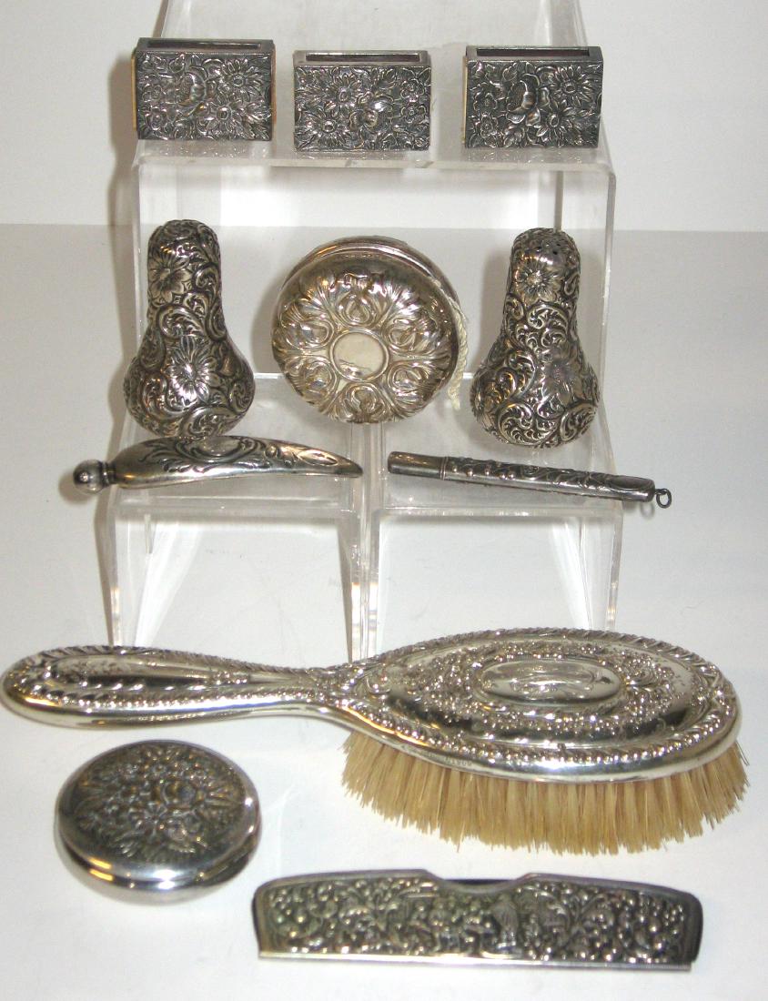 Group of embossed Sterling items, (1 of 4)