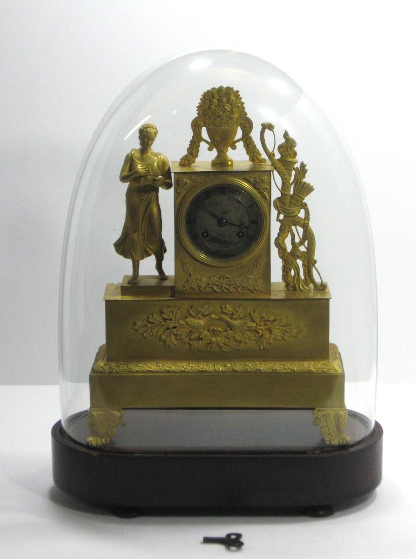 French Gilt Bronze clock with glass dome, (1 of 7)