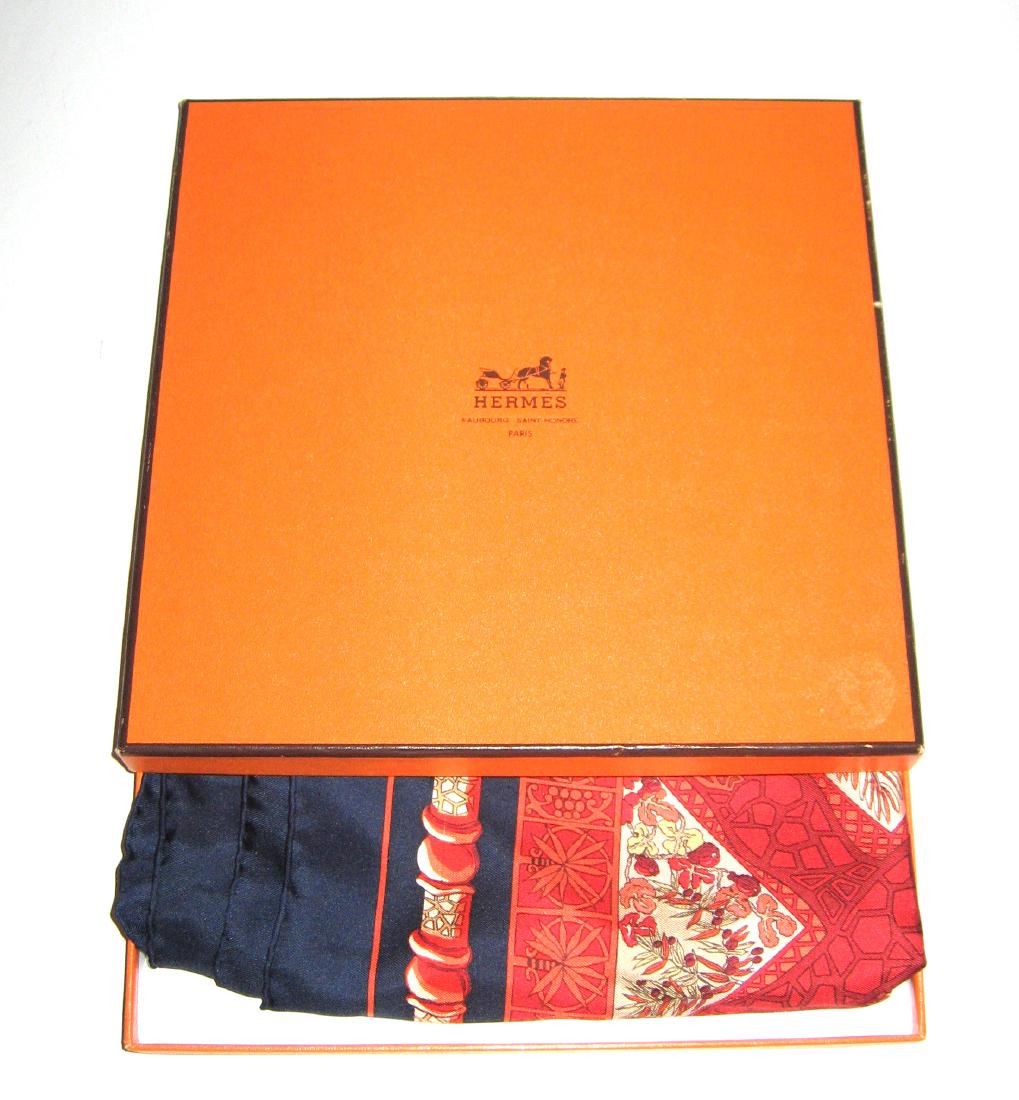 Hermes silk scarf and box, (1 of 4)