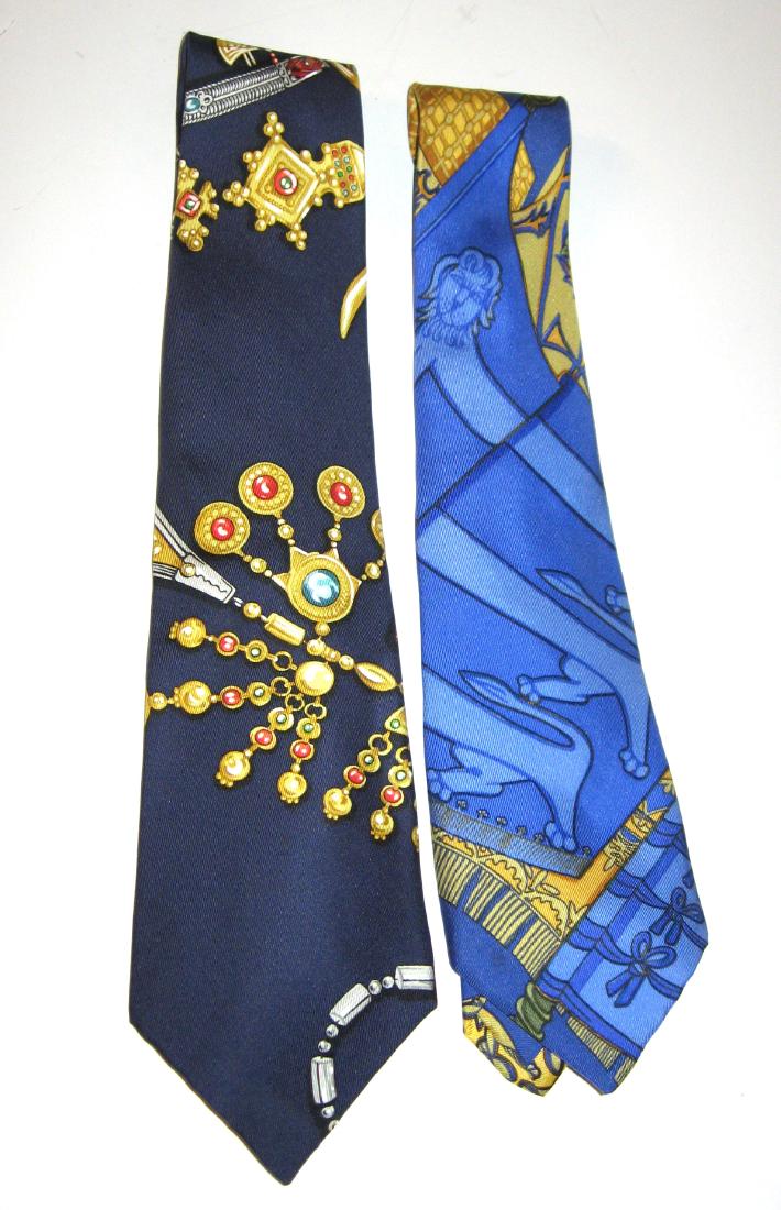 Two Hermes men's silk ties, (1 of 2)