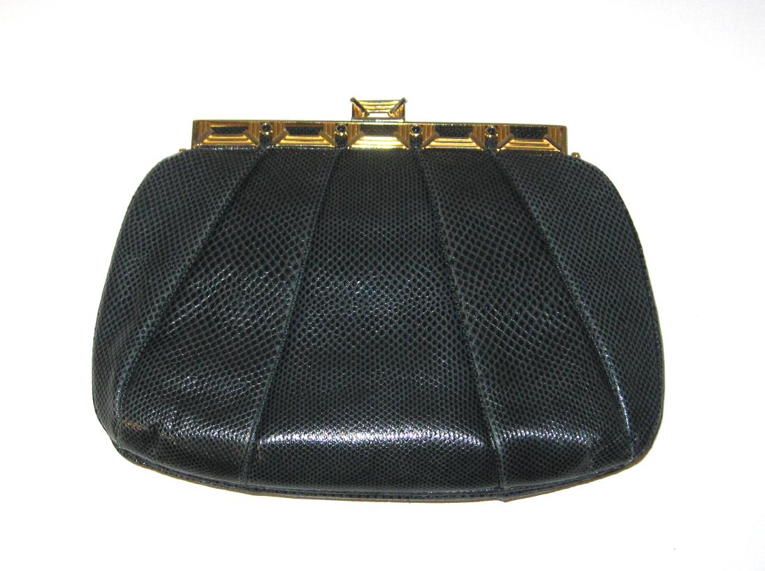 Judith Leiber Navy snake skin bag, (1 of 4)