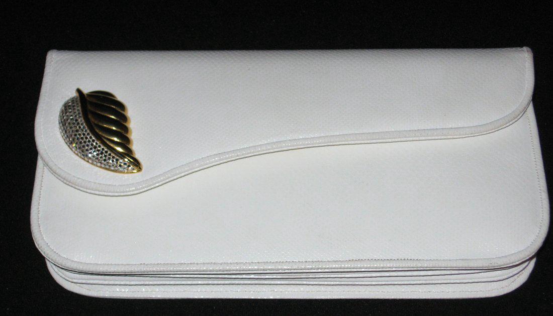 Judith Leiber white snake skin purse (1 of 5)
