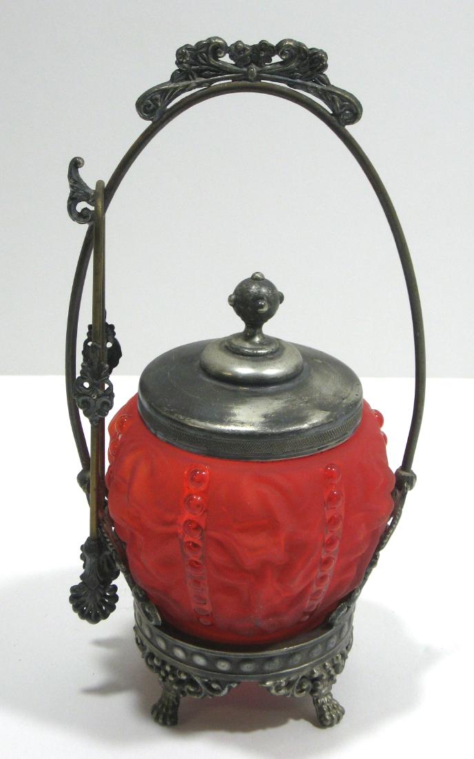 Pigeon Blood glass pickle castor (1 of 3)