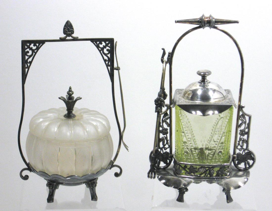 Two Vintage glass pickle castors, (1 of 4)