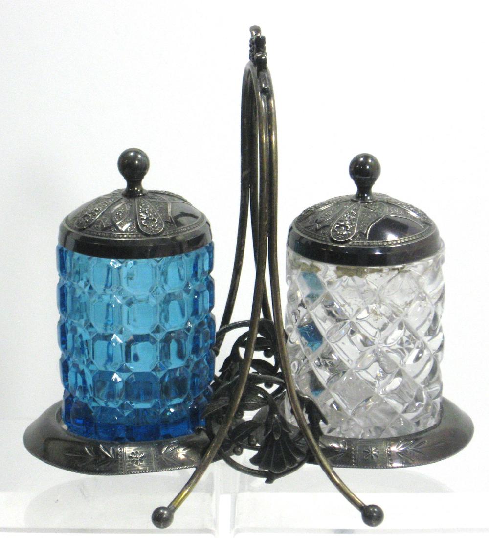 Double glass and metal pickle castor, (1 of 4)