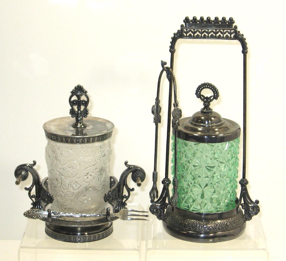 Two Vintage glass pickle castors, (1 of 5)