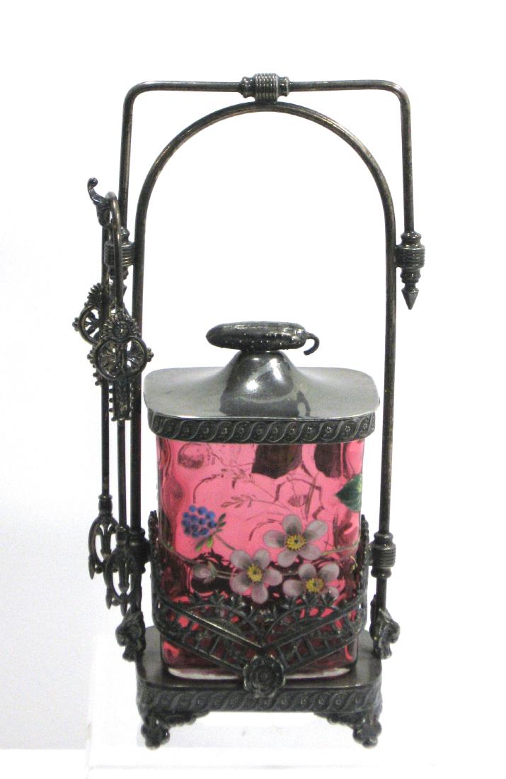 Rare square cranberry pickle castor (1 of 4)