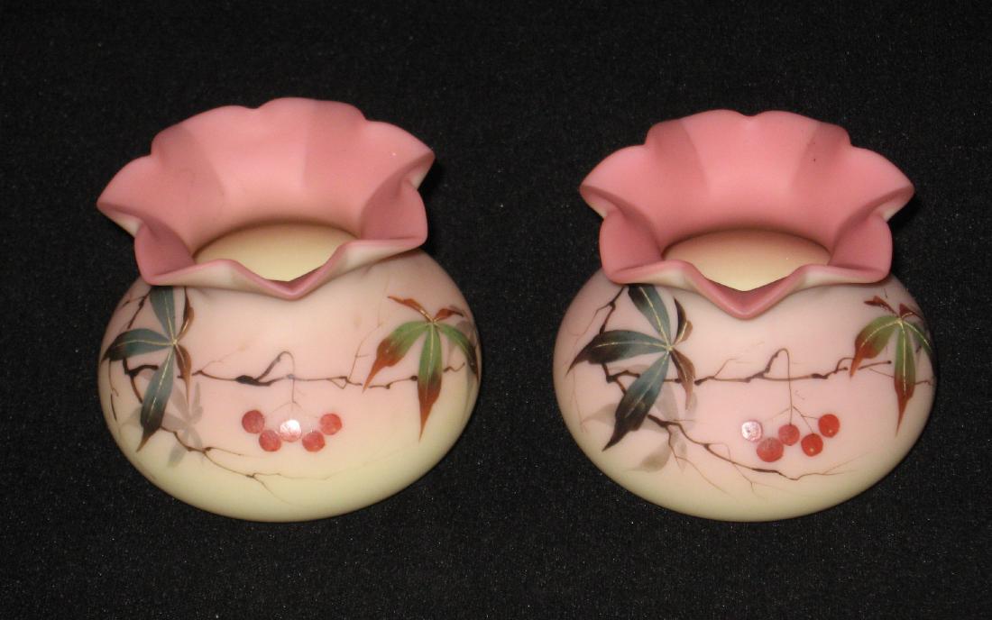 Two decorated Webb Burmese vases, (1 of 5)