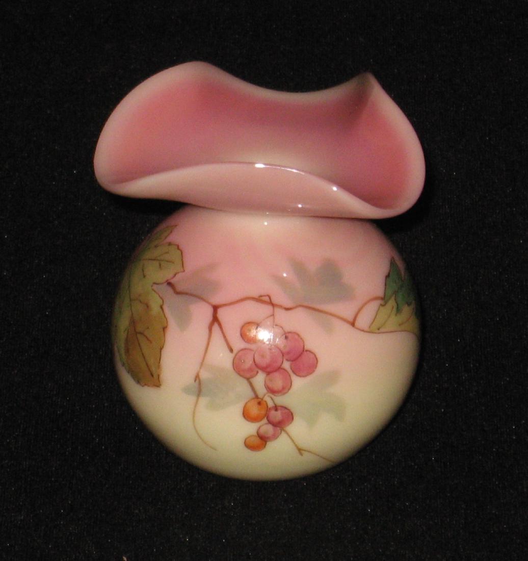 Mt Washington glossy Burmese glass vase, (1 of 5)
