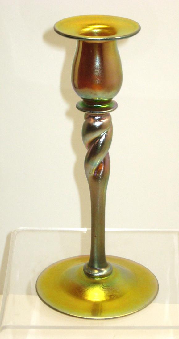 Steuben gold Aurene candlesticks, (1 of 4)