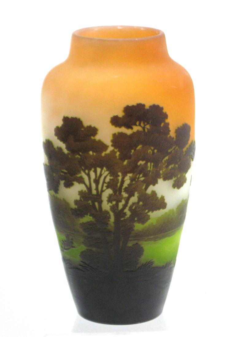 Galle French cameo scenic glass vase, (1 of 6)