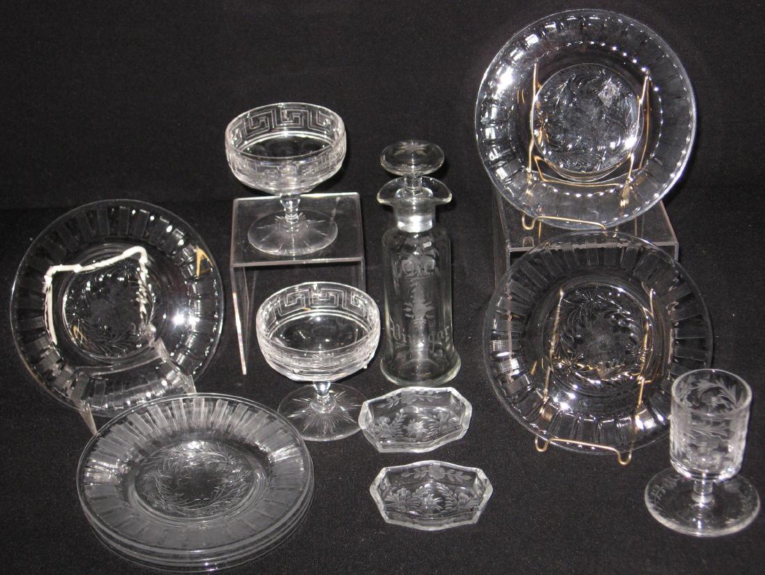 Group of Hawkes and etched glass, (1 of 6)