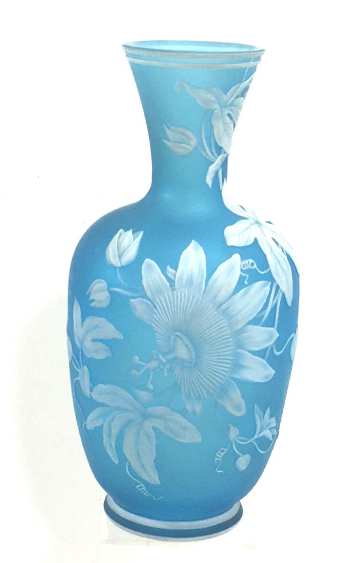 Webb Blue cameo glass vase, (1 of 4)