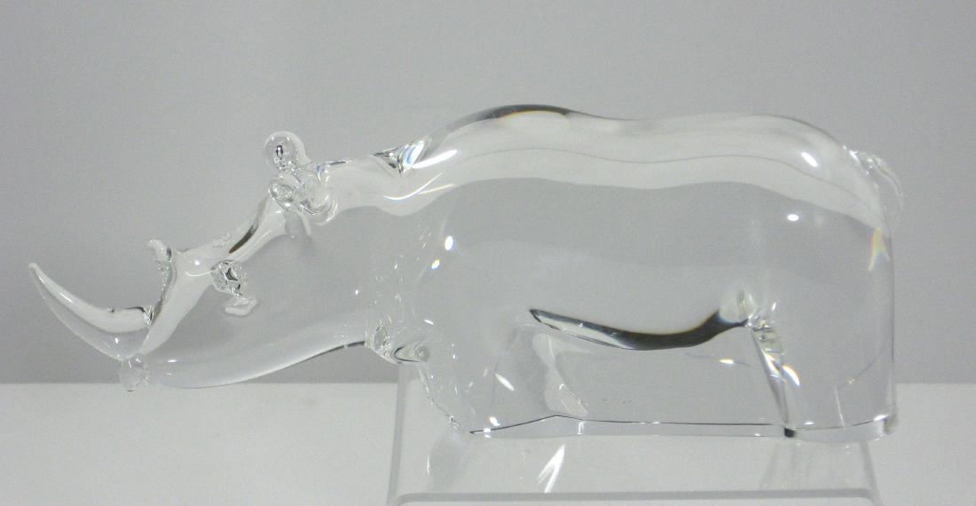 Steuben clear glass rhino, (1 of 3)