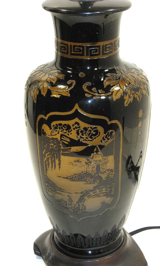 Steuben Citron on black ACB lamp, (1 of 6)