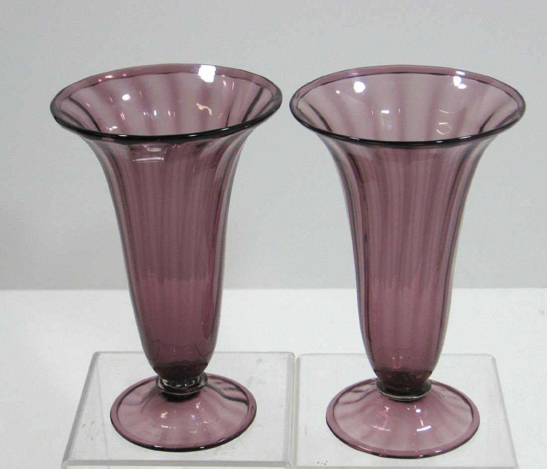 Two Steuben amethyst trumpet vases (1 of 4)
