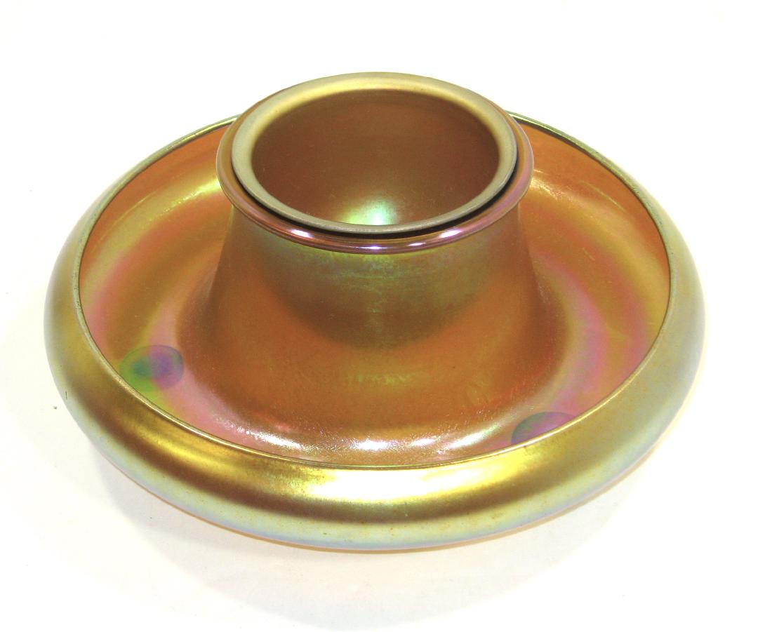 Steuben Gold Aurene shrimp bowl (1 of 6)