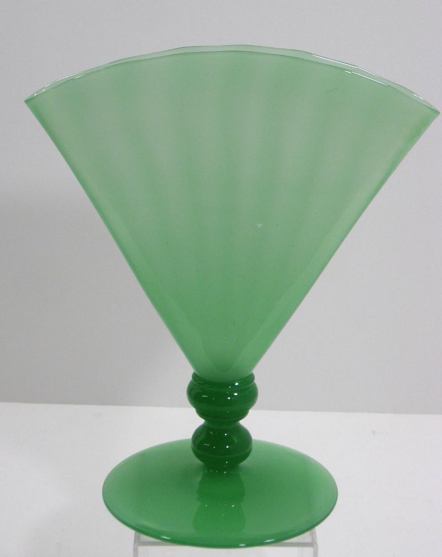 Steuben Green Jade fan vase, (1 of 4)