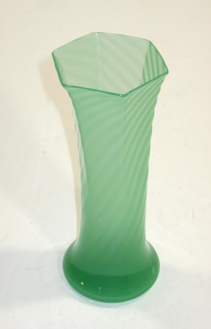 Steuben green jade bud vase, (1 of 3)
