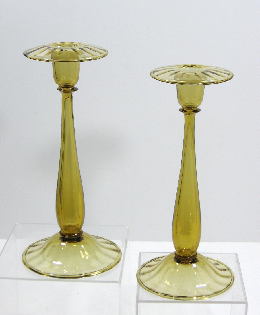 Steuben amber glass candlesticks (1 of 3)