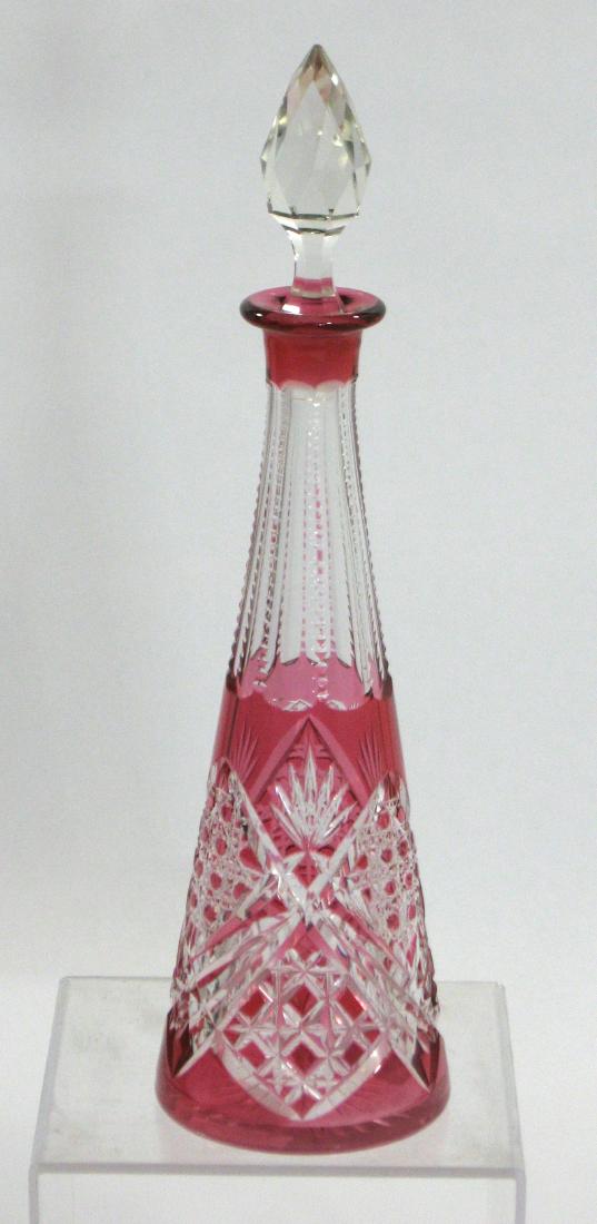 Cranberry cut to clear decanter, (1 of 3)