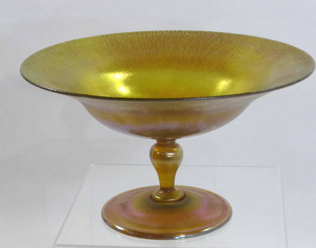 Large Tiffany Gold Favrile compote, (1 of 5)